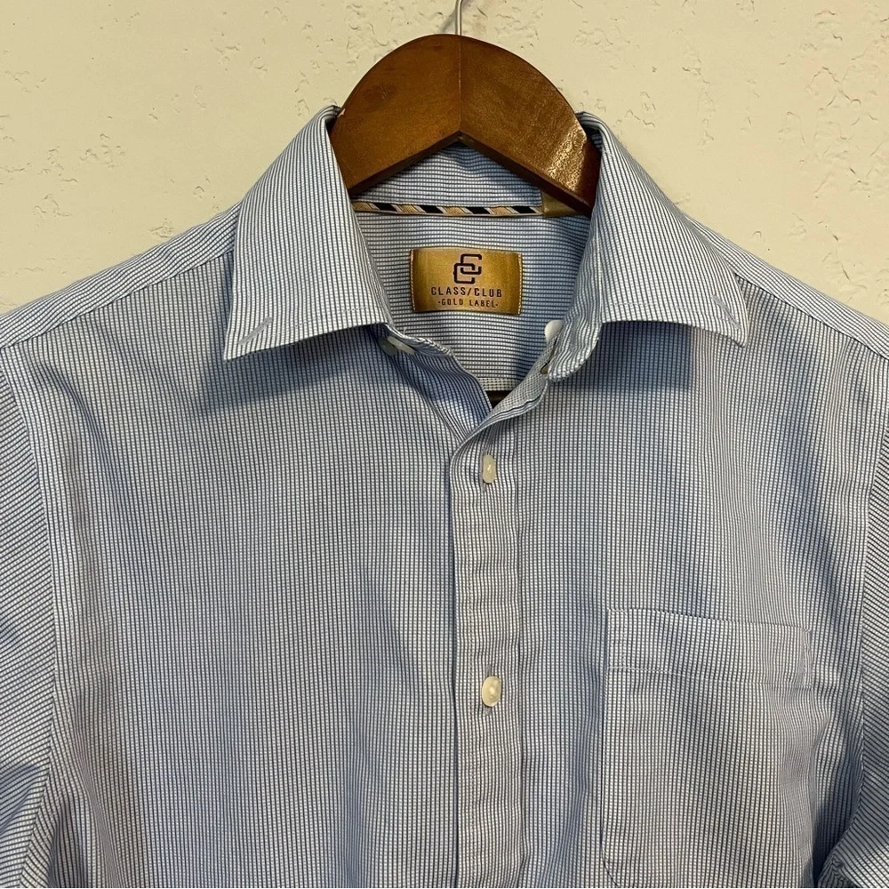 Classic Club Blue Check Print Button Down Shirt